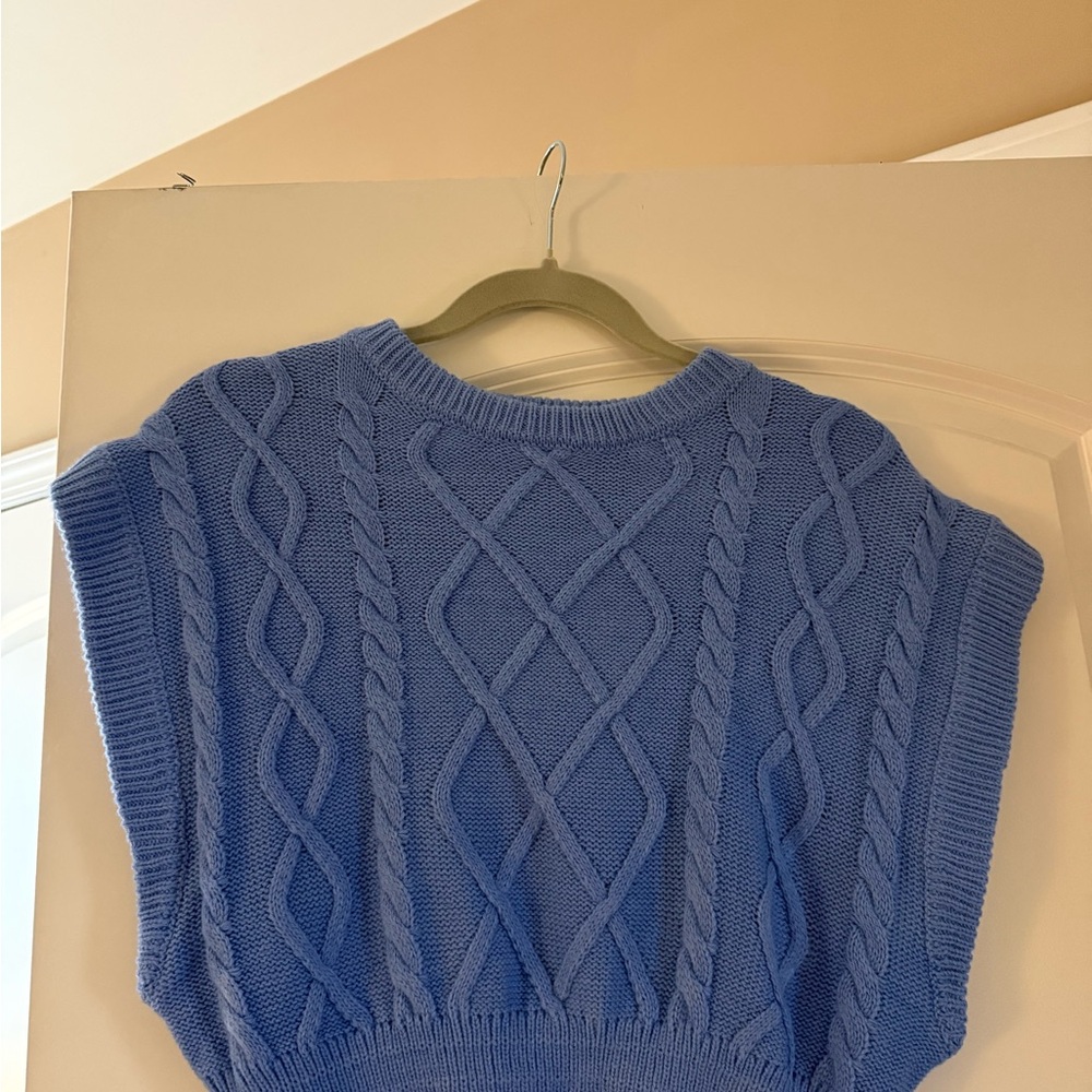 Blue Cable Knit Women's Sweater